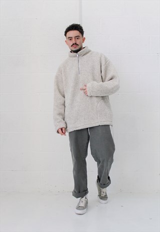 VINTAGE OVERSIZED 1/4 ZIP SHERPA FLEECE