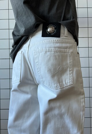 Vintage VERSACE Jeans Denim Pants 90s White