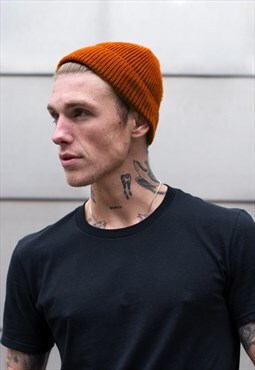 54 Floral Small Trawler Fisherman Beanie Hat - Orange 