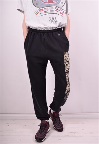 CHAMPION MENS VINTAGE TRACKSUIT TROUSERS LARGE BLACK 90'S