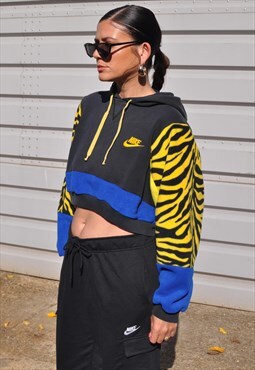 Y2K vintage reworked Nike zebra print colourblock hoodie
