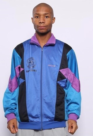 VINTAGE ADIDAS LOGO TRACK JACKET BLUE AND PURPLE