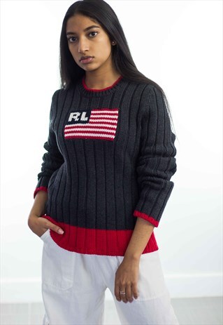 VINTAGE POLO RALPH LAUREN JUMPER LOGO 90S XL 23.1