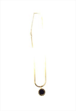 Gold Stainless Steel Chain Necklace with Black Pendant