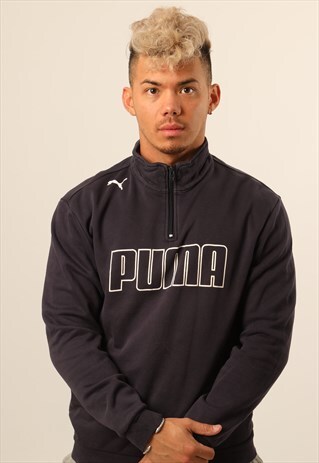 VINTAGE PUMA PRINT 1/4 ZIP SWEATSHIRT