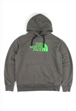 The north Face Grey Pullover Hoodie, Green Print