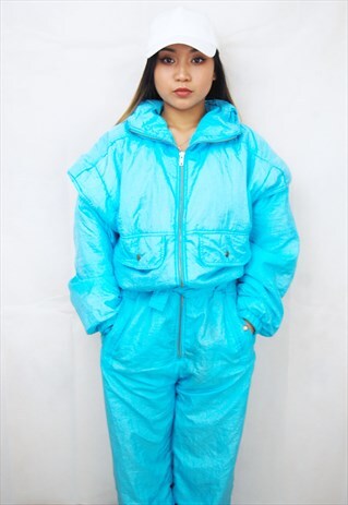 CRAZY PRINT PUFFER SKI SUIT/JUMPSUIT (1990'S)