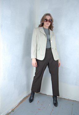 Vintage 90's short baggy casual blazer jacket cream neon 