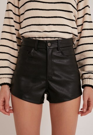 FAUX LEATHER SHORTS - BLACK