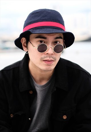RETRO ROUND SUNGLASSES - BLACK LENSES