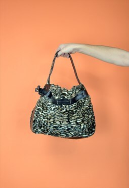 Vintage brown cheetah print rave shoulder bag