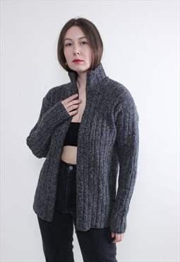y2k Guess knit sweater, minimalist cable knit cardigan XL 