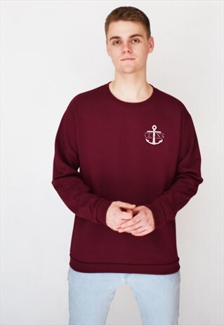 BURGUNDY V.L.N.S ANCHOR (WHITE) SWEATSHIRT