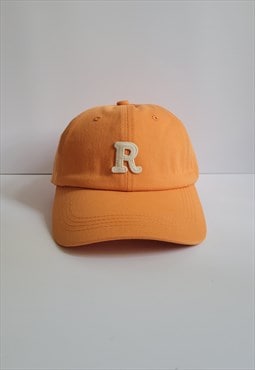Orange Cotton Letter R Baseball Cap Adjustable Trucker Hat
