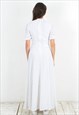 WOMEN'S S M WHITE DRESS BOW VTG COLLAR FRENCH SLEEVES LACE