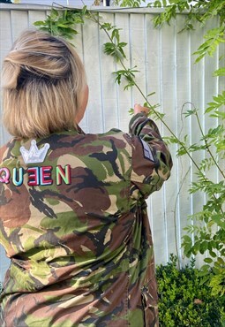 Vintage Upcycled British Soldier Queen Camouflage Jacket