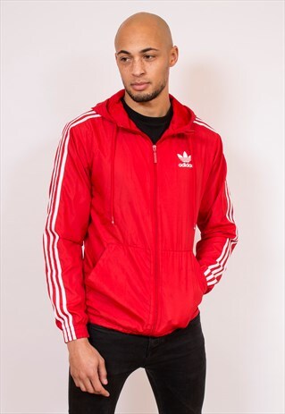 ADIDAS RED WINDBREAKER JACKET S