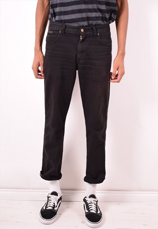 WRANGLER MENS VINTAGE JEANS W32 L30 BLACK 90S