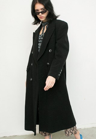 VINTAGE COAT BLACK RETRO LONG SLEEVED LONG JACKET CLASSIC