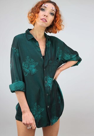 VINTAGE 80S 90S OVERSIZED LONG SLEEVE PATTERNED SHIRT