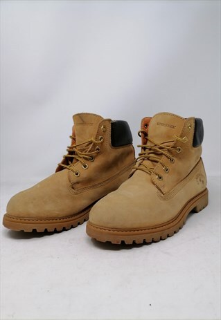 LUMBERJACK YELLOW CANVAS PALLADIUM BOOTS IN LEATHER