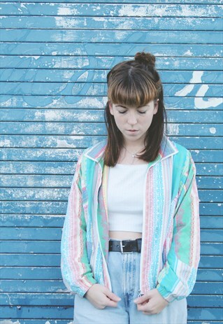 VINTAGE AZTEC PRINT WIND CHEATER JACKET