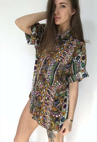 PATTERNED OVERSIZED RETRO VINTAGE UNISEX FESTIVAL SHIRT
