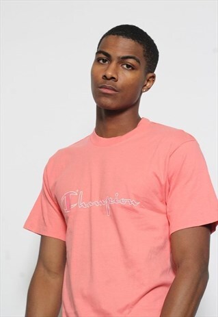 VINTAGE CHAMPION PRINT LOGO T-SHIRT PINK