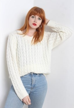 Vintage 90's Aran Knit Jumper Cream