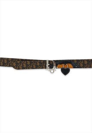 CHRISTIAN DIOR BELT MONOGRAM LOGO TROTTER BROWN ROMANTIQUE