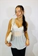 VINTAGE SIZE S MESH BABYDOLL TOP IN WHITE