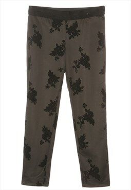 Vintage Black & Grey Liz Claiborne Floral Print Trousers - W