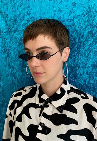 90'S STYLE SMALL DIAMOND SUNGLASSES - GUN METAL