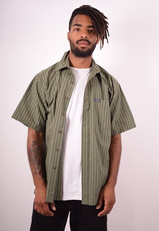 CHAPS MENS VINTAGE SHIRT LARGE GREEN CHECK 90S