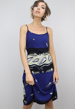 VINTAGE 90S PATTERNED SUMMER SLIP DRESS