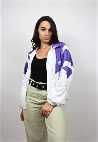90'S RETRO WHITE AND PURPLE FESTIVAL TRACK JACKET