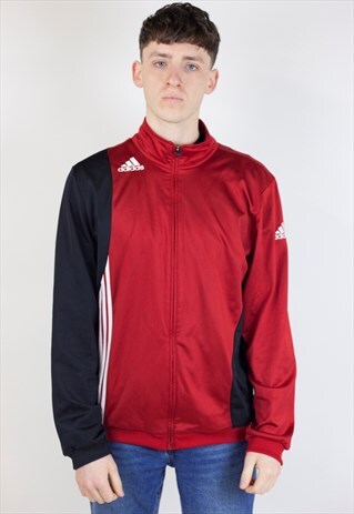VINTAGE ADIDAS BLACK/RED ZIP UP 90'S JACKET