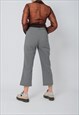 VINTAGE 90S CROP CHECKERED TROUSERS WITH SIDE SLIT IN GREY