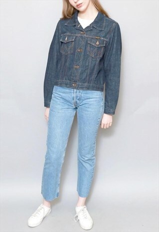 VINTAGE 1990'S WRANGLER DARK BLUE DENIM JACKET