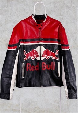 Vintage Red Bull Racing Motorcycle Leather Jacket XL