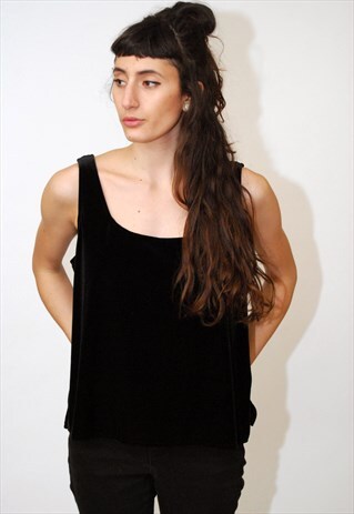 VELVET TANK TOP (XL) VINTAGE 80S SHIRT VEST GOTH GRUNGE 90S