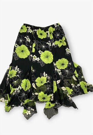 VINTAGE FLORAL PATTERNED SKIRT BLACK/GREEN MEDIUM BV17874