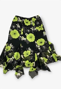 Vintage floral patterned skirt black/green medium BV17874