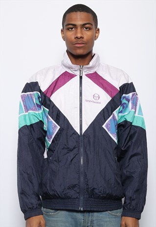 VINTAGE SERGIO TACCHINI LOGO TRACK JACKET NAVY BLUE