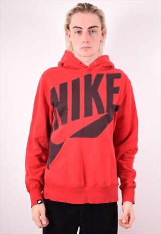 NIKE MENS VINTAGE HOODIE SWEATER MEDIUM RED 90S