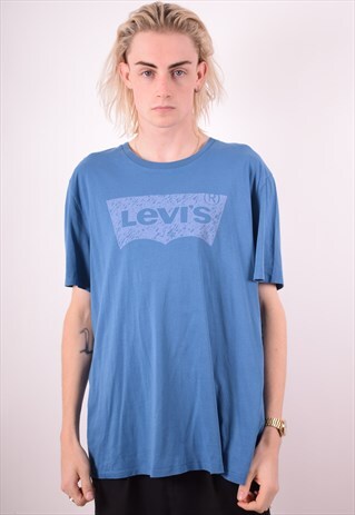 LEVI'S MENS VINTAGE T-SHIRT TOP XXL BLUE 90S