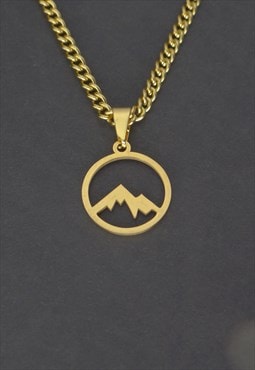 Mountain Womens Necklace in gold curb chains mens necklaces