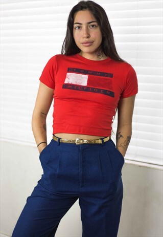 NEW TOMMY HILFIGER CROP TOP REWORKED LOGO 90S X 2.3