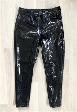 Y2K Black Faux Leather Trousers