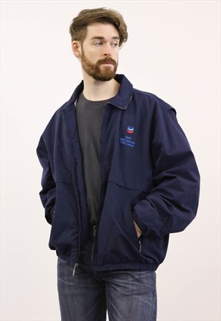 VINTAGE 1980S NAVY BLUE BOMBER JACKET